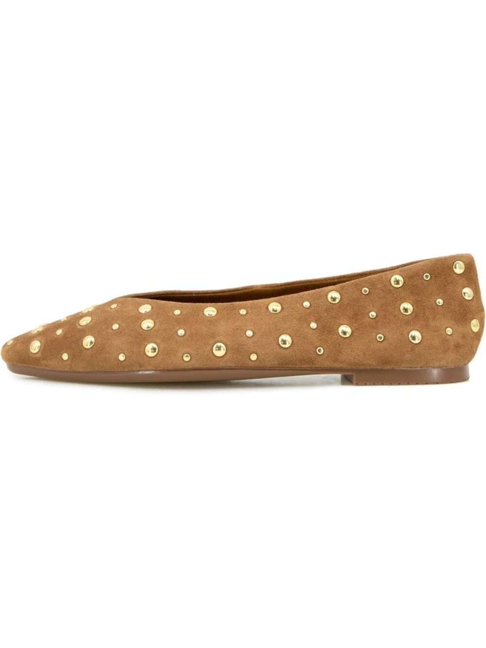 Women's Square Toe Slip On C-Camel Ballet Flats Comfortable Studs Shoes